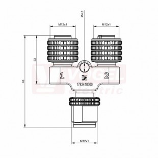 SAI-Y-5S B2-4 M12/M12 Rozbočovač  Y-kus M12/5-pin/vidl // 2x M12/5-pin/zás (pin 2+4 přemostěn) IP67 (1783410000)