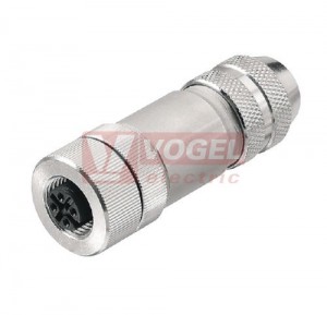 SAIBGS-M-5A-6/8-M12 (st.zn. SAIBM 5/8S M12 5P A-COD) konektor M12/5pin/zás/přímý, kov.tělo, stíněné A-kódování, šroubové připojení, pro montáž 0,25-0,75mm2, sevření 6-8mm, IP67 (1784750000)