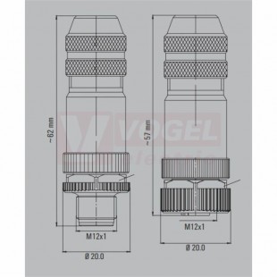 SAISM 5/8S M12 5P B-COD konektor M12/5pin/vidl/přímý, kov.tělo, stíněné B-kódování, šroubové připojení, pro montáž 0,14-0,75mm2, sevření 6-8mm, pozlacené kontakty, IP67 (1784790000)