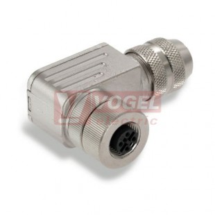 SAIBWS-M-4A-6/8-M12 (st.zn. SAIBW-M-4/8 M12) konektor M12/4pin/zás/úhlový, kov.tělo, stíněné A-kódování, šroubové připojení, pro montáž 0,14-0,75mm2, sevření 6-8mm, IP67 (1803910000)