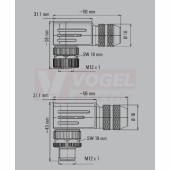 SAISW-M-4/8 M12 konektor M12/4pin/vidl/úhlový, kov.tělo, stíněné A-kódování, šroubové připojení, pro montáž 0,14-0,75mm2, sevření 6-8mm, IP67 (1803930000)