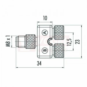 SAI Y-4S M8-M8 Rozbočovač Y-kus M8/4-pin/vidl // M8/3-pin/zás, kódování= žádné, PUR, IP67 (1805660000)