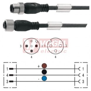 SAIL-M12G-M12G-3-10U konektor M12/3-pin/vidl/přímý - kabel ČE PUR do vlečného řetězu 3x0,34mm2 L=10m - konektor M12/3-pin/zás/přímý (9457231000)