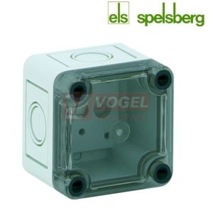 PS 77-6-tm Plastová krabice TK 65x 65x 57mm, víko průh.PC, předlisy M, IP66, RAL7035, polystyrol