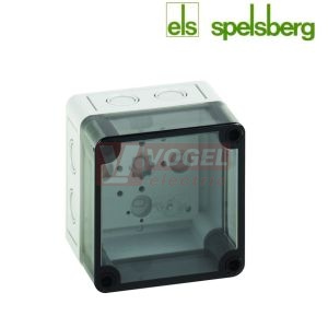 PS 99-8-tm Plastová krabice TK 94x 94x 81mm, víko průh.PC, předlisy M, IP66, RAL7035, polystyrol