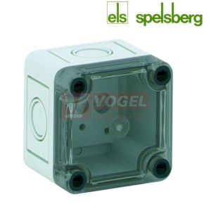 PC 77-6-tm Plastová krabice TK 65x 65x 57mm, víko průh, předlisy M, IP66, RAL7035, polykarbonát