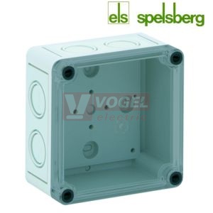 PC 99-6-tm Plastová krabice TK 94x 94x 57mm, víko průh, předlisy M, IP66, RAL7035, polykarbonát
