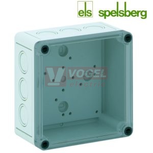 PC 1313-7-tm Plastová krabice TK 130x130x 75mm, víko průh, předlisy M, IP66, RAL7035, polykarbonát