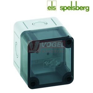 PC 77-8-tm Plastová krabice TK 65x 65x 81mm, víko průh, předlisy M, IP66, RAL7035, polykarbonát