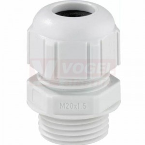 KVR M20-GDB kabelová vývodka M20x1,5, barva šedá, rozsah těsnění 7-14 mm, délka závitu 9 mm, s odlehčením v tahu, IP68