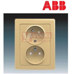 5513J-C02357 D1 Zásuvka dvojnásobná s ochr. kolíky, s clonkami, s natočenou dutinou; béžová - Swing L