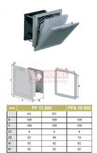 PFA 10.000  IP54, RAL7032, UL (7940025850) otvor 92x92mm, výstupní mřížka s filtrem