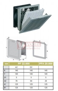 PFA 20.000  IP54, RAL7035, UL (7940025840) otvor 125x125mm, výstupní mřížka s filtrem