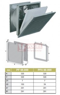 PFA 60.000  IP54, RAL7032, UL (7940025858) otvor 291x291mm, výstupní mřížka s filtrem