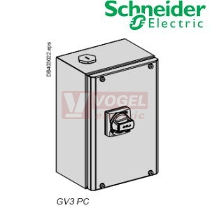 GV3PC02 GV3 spouštěč ve skříňce s červeným tlačítkem