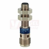 XS108B3NAM12 Indukční čidlo NPN, 12..24 VDC, mosaz, konektor M12/4pin, Sn=2,5mm, stíněný, délka těla 45mm, IP65/67