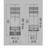SAISM-4/8S-M12-4P D-COD konektor M12/4pin/vidl/přímý, kov.tělo, D-kódování, šroubové připojení, pro montáž 0,25-0,75mm2, sevření 6-8mm, pro Industrial Ethernet, pozlacené kontakty, IP67 (1892120000)