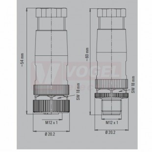 SAISGT-P-12A-6/8-M12 (st.zn. SAIS-12/9-(TL) konektor M12/12pin/vidl/přímý, plast.tělo, pájené připojení, A-kódování, pro montáž 0,25mm2, sevření 6-8mm, pozlecené kontakty, IP67 (1924950000)