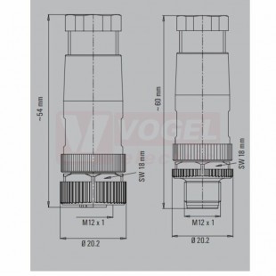 SAIS-12/9-(TL) konektor M12/12pin/vidl/přímý, plast.tělo, pájené připojení, A-kódování, pro montáž 0,25mm2, sevření 6-8mm, pozlecené kontakty, IP67 (1924950000)