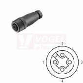 SAIBGS-K-4A-4/6-M12 (st.zn. SAIB-4/7-(KV) konektor M12/4pin/zás/přímý, plast.tělo, šroubové připojení, A-kódování, pro montáž 0,14-0,75mm2, sevření 4-6mm, IP67 (1921080000)