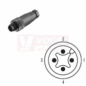 SAISGS-K-4A-4/6-M12 (st.zn. SAIS-4/7-(KV) konektor M12/4pin/vidl/přímý, plast.tělo, šroubové připojení, A-kódování, pro montáž 0,14-0,75mm2, sevření 4-6mm, IP67 (1921060000)
