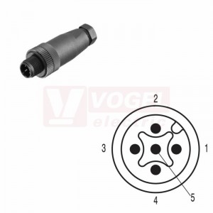 SAISGS-K-5A-4/6-M12 (st.zn. SAIS-5/7-(KV) Konektor M12/5-pin/vidl/přímý, plast.tělo, šroubové připojení, A-kódování, pro montáž 0,14-0,75mm2, sevření 4-6mm, IP67 (1921050000)