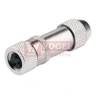 SAIBM-M8-4P(TL) konektor M8/4pin/zás/přímý, metalický, pájené připojení A-kódování, pro montáž 0,25mm2, sevření 3,5-5,5mm, pozlacené kontakty, IP67 (1921020000)