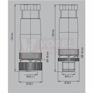 SAIS-5/7-ZF konektor M12/5pin/vidl/přímý, plast.tělo, A-kódování, pružinové připojení, pro montáž 0,25-0,5mm2, sevření 4-6mm, IP67 (1906390000)