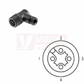 SAIBWS-K-4A-4/6-M12 (st.zn. SAIBW-4/7-(KV) konektor M12/4pin/zás/úhlový, plast.tělo, šroubové připojení, A-kódovaní, pro montáž 0,14-0,75mm2, sevření 4-6mm, IP67