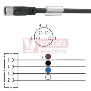 SAIL-M8BG-4-5.0V konektor M8/4-pin/zás/přímý - kabel ČE PVC 4x0,25mm2 L=5m - volný konec (1927260500)
