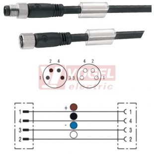 SAIL-M8GM8G-4-5.0V konektor M8/4-pin/vidl/přímý - kabel ČE PVC 4x0,25mm2 L=5m - konektor M8/4-pin/zás/přímý (1927160500)