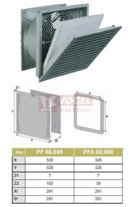 PF 66.000 IP55  230VAC, RAL7035, UL (7700005723) otvor 291x291mm, ventilátor s filtr.vložkou 490m3/h