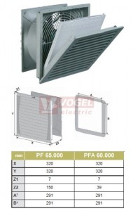 PF 65.000 IP55  230VAC, RAL7032, UL (7700005698) otvor 291x291mm, ventilátor s filtr.vložkou 380m3/h