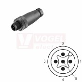 SAISGS-K-5A-6/8-M12 (st.zn. SAIS-5/9-(KV) konektor M12/5pin/vidl/přímý, plast.tělo, šroubové připojení, A-kódovaní, pro montáž 0,14-0,75mm2, sevření 6-8mm, IP67 (1007080000)