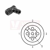 SAIBWS-K-5A-6/8-M12 (st.zn. SAIBW-5/9-(KV) konektor M12/5pin/zás/úhlový, plast.tělo, šroubové připojení, A-kódovaní, pro montáž 0,14-0,75mm2, sevření 6-8mm, IP67 (1007070000)