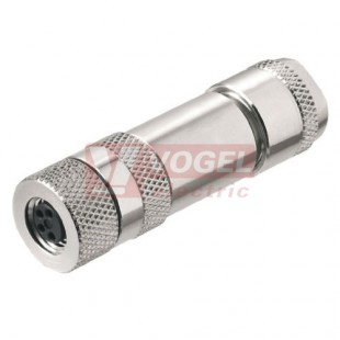 SAIBGS-M-4A-3.5/5.5-M8-IF (st.zn. SAIBM-M8-4P-(IF)  konektor M8/4pin/zás/přímý kov.tělo, stíněné A-kódování, šroubové připojení, pro montáž 0,14-0,5mm2, sevření 3,5-5,5mm, pozlacené kontakty, IP67 (1010090000)
