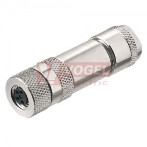 SAIBGS-M-4A-3.5/5.5-M8-IF (st.zn. SAIBM-M8-4P-(IF)  konektor M8/4pin/zás/přímý kov.tělo, stíněné A-kódování, šroubové připojení, pro montáž 0,14-0,5mm2, sevření 3,5-5,5mm, pozlacené kontakty, IP67 (1010090000)