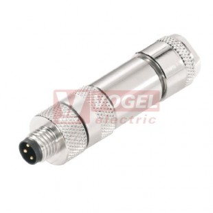 SAISGS-M-4A-3.5/5.5-M8-IF (st.zn. SAISM-M8-4P-(IF) konektor M8/4pin/vidl/přímý kov.tělo, stíněné A-kódování, šroubové připojení, pro montáž 0,14-0,5mm2, sevření 3,5-5,5mm, pozlacené kontakty, IP67 (1010070000)