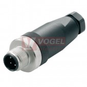 SAISGS-P-8A-6/8-M12 (st.zn. SAIS-8/9) konektor M12/8pin/vidl/přímý, plast.tělo A-kódování, šroubové připojení, pro montáž 0,14-0,75mm2, vývod Pg9 sevření 6-8mm (1836970000)