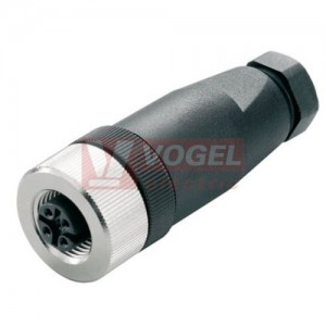 SAIBGS-P-8A-6/8-M12 (st.zn. SAIB-8/9) konektor M12/8pin/zás/přímý, plast.tělo, A-kódování, šroubové připojení, pro montáž 0,14-0,5mm2, vývod Pg9 sevření 6-8mm (1836960000)