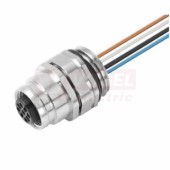 SAIE-M12B-8-0.5U-FP-M16 konektor M12/8pin/zás/do panelu, A-kódování, 2A/30V, vodiče 8x0,25mm2, délka kabelu 0,5m, pro klíč M16, kontakty pozlacené, tlakově litý zinek, PVC, přední montáž, IP67 (1861210000)