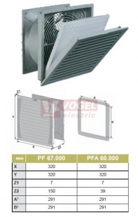 PF 67.000 IP55  230VAC, RAL7035, UL (7940026175) otvor 291x291mm, ventilátor s filtr.vložkou 570m3/h