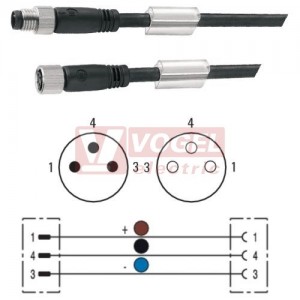 SAIL-M8GSM8GS-3-10U konektor M12/3-pin/vidl/přímý - kabel ČE PUR do vlečného řetězu 3x0,25mm2 L=10m - konektor M12/3-pin/zás/přímý (1824571000)