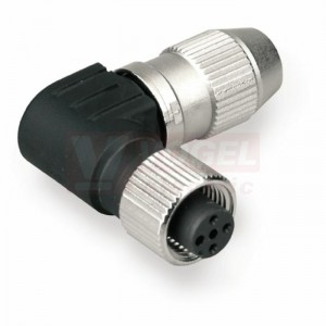 SAIBWI-P-4A-4/5.1-M12 (st.zn. SAIBW-4-IDC M12) konektor M12/4pin/zás/úhlový, plast.tělo s kov.vývodkou, A-kódování, připojení spojením posunutí izolace, pro montáž 0,25-0,5mm2, sevření 4-5,1mm, IP67 (1812890000)
