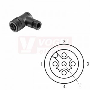 SAIBWS-K-5A-4/6-M12 (st.zn. SAIBW-5/7-(KV) konektor M12/5pin/zás/úhlový, plast.tělo, šroubové připojení, A-kódovaní, pro montáž 0,14-0,75mm2, sevření 4-6mm, IP67 (1962630000)