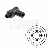 SAISWS-K-4A-4/6-M12 (st.zn SAISW-4/7-(KV) konektor M12/4pin/vidl/úhlový, plast.tělo, šroubové připojení, A-kódovaní, pro montáž 0,14-0,75mm2, sevření 4-6mm, IP67 (1962620000)