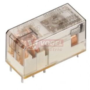 RCL425012 paticové relé 12V DC, 2 přepínací kontakty, 8A/250V AgNi, LED indikace NE, test. Tlač. NE, š=12,7mm (4074580000)