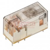 RCL425012 paticové relé 12V DC, 2 přepínací kontakty, 8A/250V AgNi, LED indikace NE, test. Tlač. NE, š=12,7mm (4074580000)