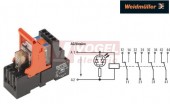 RCMKIT-I 24VAC 4CO LD paticové relé, 4 přepínací kontakty, 6A/240V AgNi, LED indikace červená, test. tlač. ANO, ochraná dioda NE, patice šroubová, š=27,2mm (8921040000)