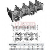 HSV95 4P Stoupací svorkovnice plastová, montáž na DIN